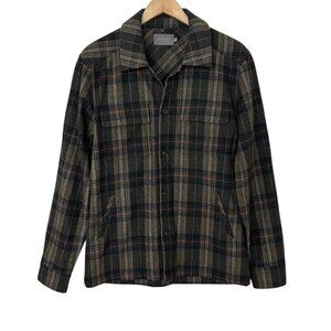 mododoc Wool Blend Plaid Long Sleeve Shacket Jacket (M)